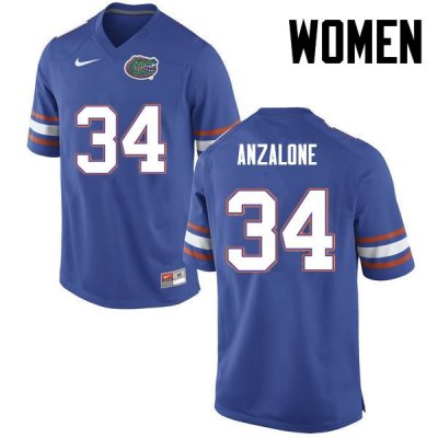 Women's Florida Gators #34 Alex Anzalone NCAA Nike Blue Authentic Stitched College Football Jersey RYU5462QV